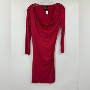 Vivienne Westwood Red Draped Long Sleeve Dress